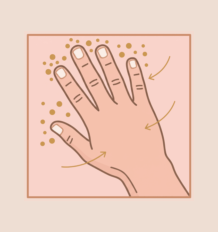 Mão masculina com unhas curtas